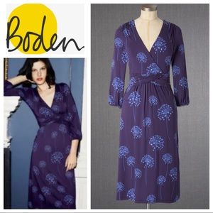Boden Purple Floral Wrap Dress